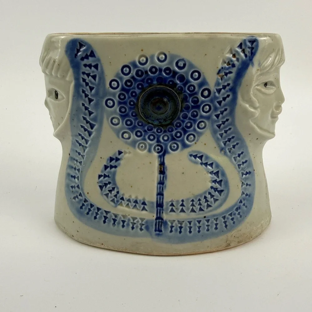 Vintage UCTCI Japan Ceramic Double Face Sunflower Planter Vase MCM Stoneware